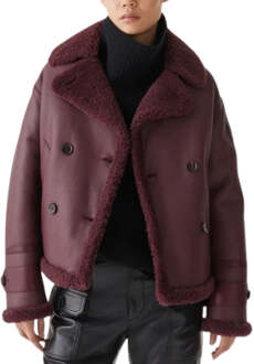 Cedar Redwood bordeauxrode Sherling leren jas Rood