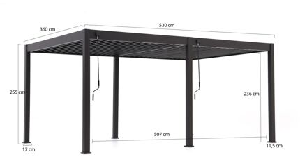 Cedrino Pergola 530x360x255cm - Laagste prijsgarantie! Zwart