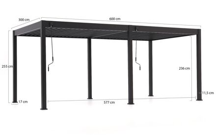 Cedrino Pergola 600x300x255cm - Laagste prijsgarantie! Zwart