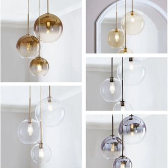 Ceiling Glass Ball Chandelier Pendants Lamp Bedside Hanging Lights Suspension Lighting Modern Kitchen Island Loft Glass Lamps