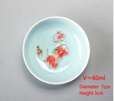 Celadon 3D Karper Reizen Thee Set, Blauw Gaiwan Thee Set, kung Fu Thee Set Omvat 1 Theepot 1 Cup, Mooi En Theepot 03