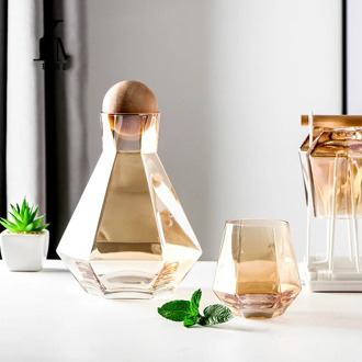 Celebrity Inspired Large-Capacity Boiled Water Cold Water Jug Set Household Light Luxury Crystal Glass Water Pitcher Water Cup