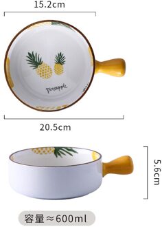 Celebrity Oven Kom Thuis Liefde Creatieve Online Celebrity Schotel Japanse Keramische Servies Magnetron Koken Handvat 5.8duim ananas