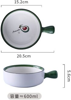 Celebrity Oven Kom Thuis Liefde Creatieve Online Celebrity Schotel Japanse Keramische Servies Magnetron Koken Handvat 5.8duim avocado
