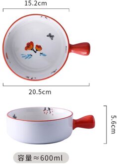 Celebrity Oven Kom Thuis Liefde Creatieve Online Celebrity Schotel Japanse Keramische Servies Magnetron Koken Handvat 5.8duim bloem Dance