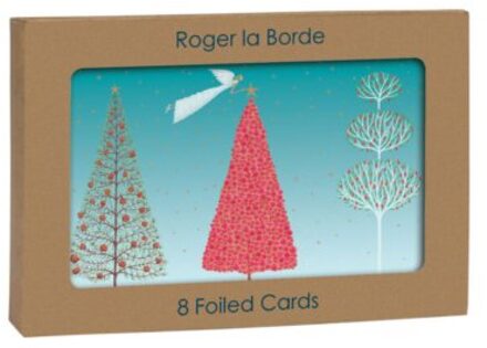 Celestial Seasonings Roger la borde kerst wenskaarten set van 8 -celestial tree
