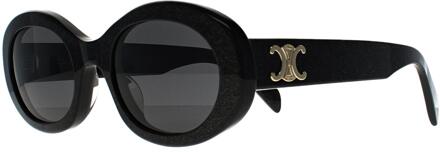 Céline Celine Ovale Dames Fonkelend Zwart met Goudgrijs CL40194U Triomphe - One Size