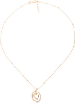 'Celine' Dames 925 Sterling Zilveren Set: Ketting-Hanger + Oorbellen - Roze SET-7114/RG Rosé