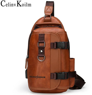 Celinv Koilm NEW Men Chest bag for 9.7" iPad USB Charging Short Trip Sling Bags Water Repellent Crossbody Bag Casual Daypacks