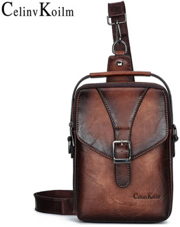 Celinv Koilm New Vintage Men Shoulder Bag Fashion Business Leather Crossbody Sling Messenger Bags Chest Daypack For Men Cool