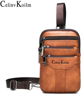 Celinv Koilm Unisex Small Sling Messenger Bags For Men Leather Shoulder Waist Bag Crossbody Mini Fashion Daypacks For Phone New