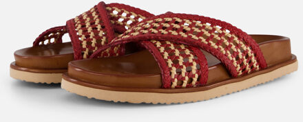 Cellini Raffia Slippers rood Textiel - 36,37,38,39,40,41,42