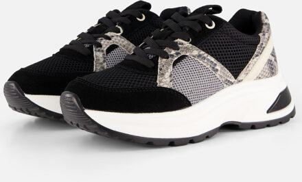 Cellini Snake Sneakers zwart Textiel - 36,37,38,39,40,41,42