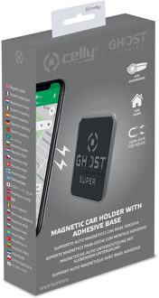 Celly GhostSuperFix Autohouder met 2 Magneetplaten Zelfklevend - Kunststof - Zwart