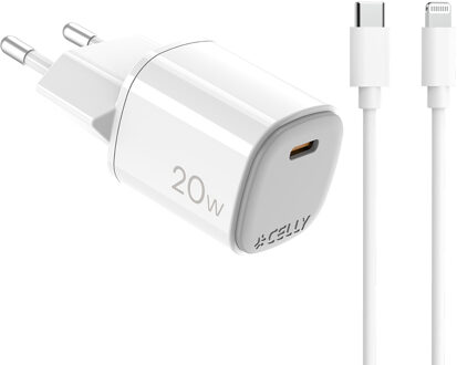 Celly Thuislader + USB-C > Lightning Kabel 20W 0517657