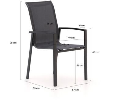 Centallo/Fidenza 220cm dining tuinset 7-delig stapelbaar - Laagste prijsgarantie! Grijs