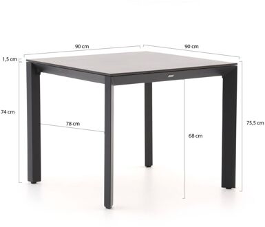 Centallo/Sestino 90cm dining tuinset 3-delig stapelbaar - Laagste prijsgarantie! Zwart