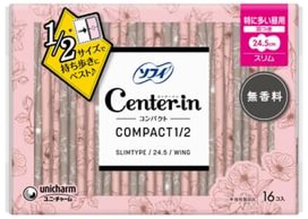 Center-In 1/2 Extra Heavy Day Wing Feminine Pads 24.5cm No Fragrance - 16 pcs