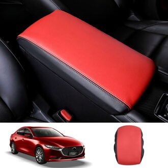 Centrale Armsteun Doos Cover Cover Lederen Armsteun Doos Bescherming Kussenhoes Decoratie Voor Mazda Axela rood