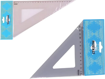 Centrum 2x Tekendriehoek - kunststof - L13 en L23 cm - school/kantoor spullen