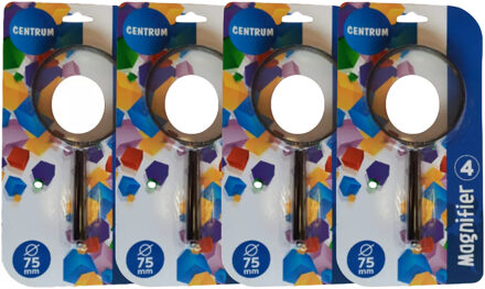 Centrum Detective Vergrootglas/loep - zwart - D75 mm - 4x vergroting - Verkleden