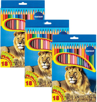 Centrum Kleurpotloden set - multi kleuren - 54x stuks - tekenen voor kinderen