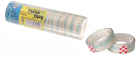 Centrum Plakband - 12x stuks - transparant - 12 mm x 10 m - kantoorartikelen