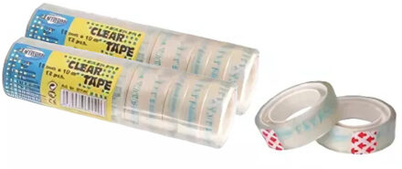 Centrum Plakband - 24x stuks - transparant - 12 mm x 10 m - kantoorartikelen