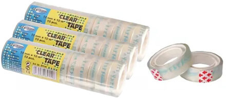 Centrum Plakband - 36x stuks - transparant - 12 mm x 10 m - kantoorartikelen