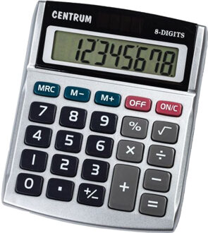 Centrum Rekenmachine/calculator - zilver - 13 x 10 cm - school of kantoor