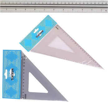 Centrum Tekenset - 3 delig - liniaal - 2x tekendriehoek - school/kantoor