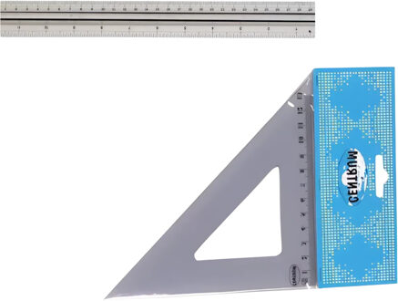 Centrum Tekenset - kunststof - Liniaal en tekendriehoek - school/kantoor spullen