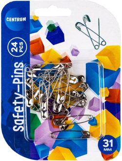 Centrum Veiligheidsspelden - metaal - zilver - 24x stuks - 31 mm - huishoud