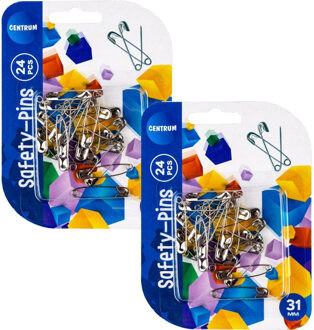 Centrum Veiligheidsspelden - metaal - zilver - 48x stuks - 31 mm - huishoud
