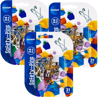 Centrum Veiligheidsspelden - metaal - zilver - 72x stuks - 31 mm - huishoud