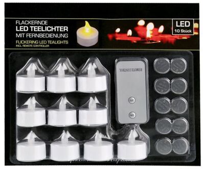 cepewa 10x LED theelichtjes/waxinelichtjes 3,5 cm inclusief afstandsbediening - LED kaarsen Wit