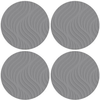 cepewa 10x stuks ronde placemats grijs met wave patroon 37 cm