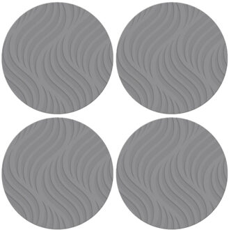 cepewa 10x stuks ronde placemats grijs met wave patroon 37 cm