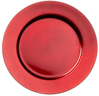 cepewa 1x Ronde decoratie kaarsenborden/onderborden rood 33 cm - Kaarsenplateaus