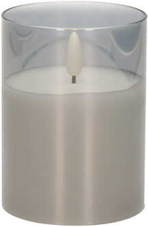 cepewa 1x stuks luxe led kaarsen in grijs glas D7,5 x H10 cm met timer - LED kaarsen