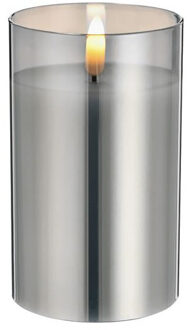 cepewa 1x stuks luxe led kaarsen in grijs glas D7,5 x H12,5 cm met timer - LED kaarsen