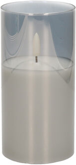 cepewa 1x stuks luxe led kaarsen in grijs glas D7,5 x H15 cm met timer