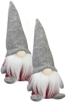 cepewa 2x stuks pluche gnome/dwerg decoratie poppen/knuffels met grijze muts 18 cm