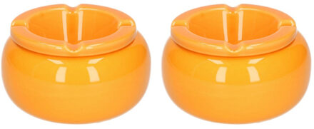 cepewa 2x stuks Ronde stormasbakken oranje 11 cm