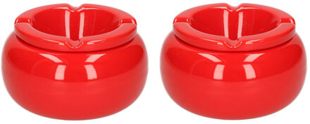 cepewa 2x stuks Ronde stormasbakken rood 11 cm