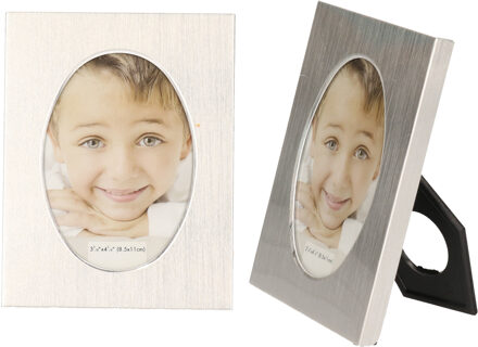 cepewa 3x stuks aluminium fotolijst zilver ovaal geschikt voor een foto van 5,5 x 8 cm