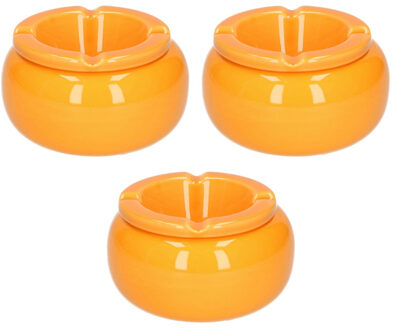 cepewa 3x stuks Ronde stormasbakken oranje 11 cm