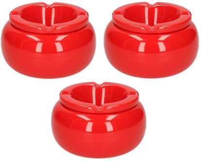 cepewa 3x stuks Ronde stormasbakken rood 11 cm