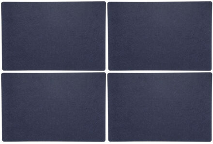 cepewa 4x stuks rechthoekige placemats met ronde hoeken polyester navy blauw 30 x 45 cm - Placemats