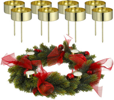 cepewa 8x stuks theelichthouders instekers goud voor een kerststukje 7 cm